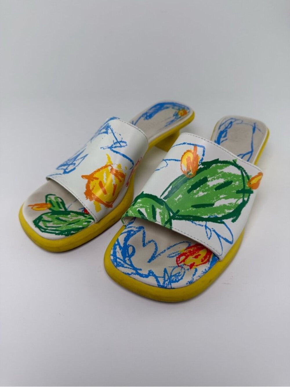 Camper Twins Printed Leather Slide Mule Sandals Size EU 38 = Women’s US 7.5 - Picture 6 of 16
